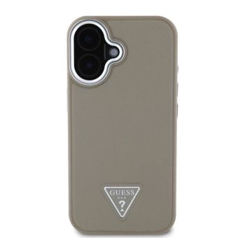 Obal Guess PU Grained Triangle Logo Apple iPhone 16 GUHMP16SPGTSPSW Brown