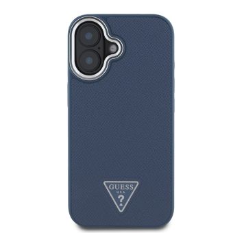 Obal Guess PU Grained Triangle Logo Apple iPhone 16 GUHMP16SPGTSPSB Blue