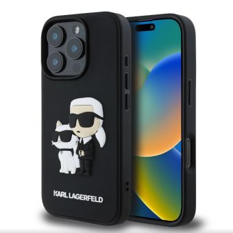 Obal Karl Lagerfeld 3D Rubber Karl and Choupette Apple iPhone 16 Pro Max KLHCP16X3DRKCNK Black