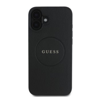 Obal Guess PU Grained Classic Logo MagSafe Apple iPhone 16 GUHMP16SPGHSMMK Black