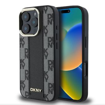 Obal DKNY PU Leather Checkered Pattern Magsafe Apple iPhone 16 Pro Max DKHMP16XPCPVSLK Black