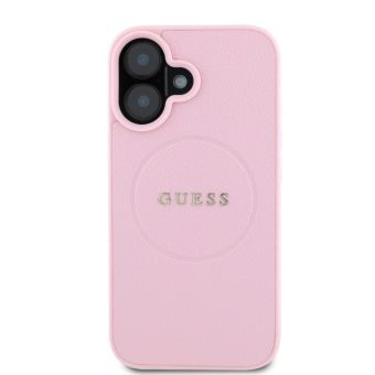 Obal Guess PU Grained Classic Logo MagSafe Apple iPhone 16 GUHMP16SPGHSMMP Pink