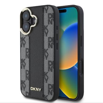 Obal DKNY PU Leather Checkered Pattern Magsafe Apple iPhone 16 Plus DKHMP16MPCPVSLK Black