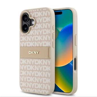 Obal DKNY PU Leather Repeat Pattern Tonal Stripe Apple iPhone 16 DKHCP16SPRTHSLP Pink