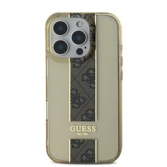 Obal Guess IML Middle 4G Stripe Apple iPhone 16 Pro GUHCP16LHS4PPW Brown
