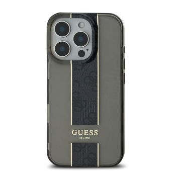 Obal Guess IML Middle 4G Stripe Apple iPhone 16 Pro Max GUHCP16XHS4PPK Black
