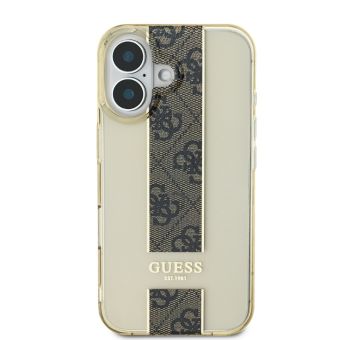 Obal Guess IML Middle 4G Stripe Apple iPhone 16 GUHCP16SHS4PPW Brown