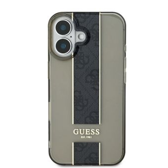 Obal Guess IML Middle 4G Stripe Apple iPhone 16 GUHCP16SHS4PPK Black