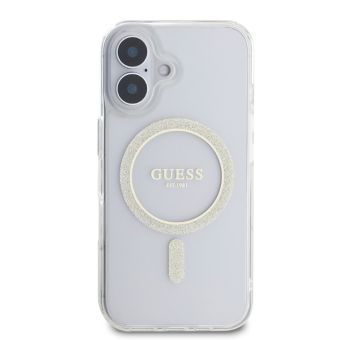 Obal Guess IML Glitter Ring MagSafe Apple iPhone 16 Plus GUHMP16MHFGERET Transparent