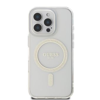 Obal Guess IML Glitter Ring MagSafe Apple iPhone 16 Pro GUHMP16LHFGERET Transparent