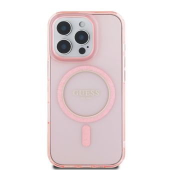 Obal Guess IML Glitter Ring MagSafe Apple iPhone 16 Pro GUHMP16LHFGEREP Pink