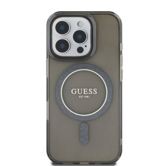 Obal Guess IML Glitter Ring MagSafe Apple iPhone 16 Pro GUHMP16LHFGEREK Black