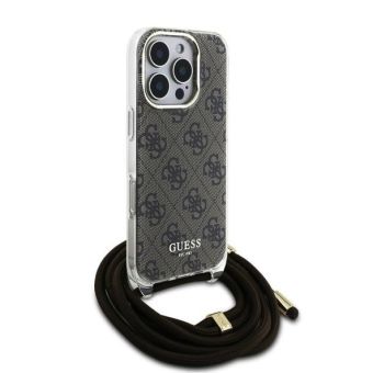 Obal Guess IML 4G Printed Crossbody Apple iPhone 16 Pro GUHCP16LHC4SEW Brown