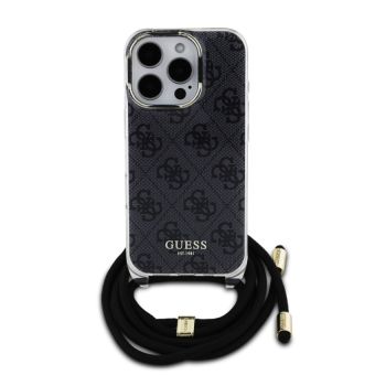 Obal Guess IML 4G Printed Crossbody Apple iPhone 16 Pro Max GUHCP16XHC4SEK Black