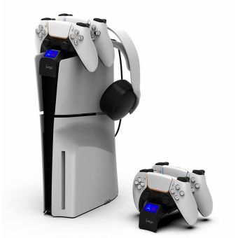 iPega P5S016 Dual Charger Dock s držiakom na slúchadlá a ovládače pre PS5 Slim White