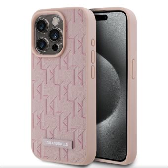 Obal Karl Lagerfeld PU Leather Monogram Metal Logo Magsafe Apple iPhone 14 Pro Max KLHMP14XPKHPORPP Pink