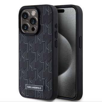 Obal Karl Lagerfeld PU Leather Monogram Metal Logo Magsafe Apple iPhone 14 Pro Max KLHMP14XPKHPORPK Black