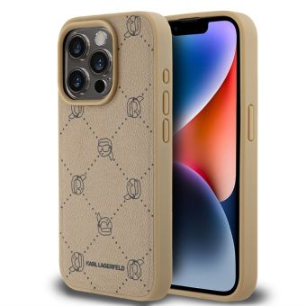 Obal Karl Lagerfeld PU Karl Heads Pattern Magsafe Apple iPhone 15 Pro KLHMP15LPGKHPHE Beige