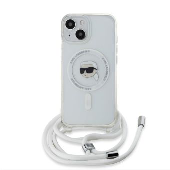 Obal Karl Lagerfeld IML Crossbody Karl Head Magsafe Apple iPhone 15 KLHMP15SHCKHNT Transparent