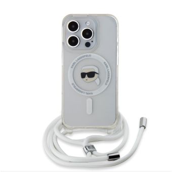 Obal Karl Lagerfeld IML Crossbody Karl Head MagSafe Apple iPhone 15 Pro Max KLHMP15XHCKHNT Transparent