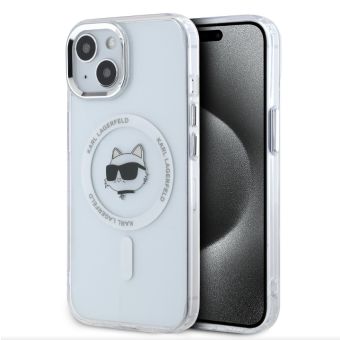 Obal Karl Lagerfeld IML Choupette Head Metal Frame MagSafe Apple iPhone 15 KLHMP15SHLSCHH Transparent
