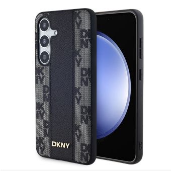 Obal DKNY PU Leather Checkered Pattern Magsafe Samsung Galaxy S24 5G S921 DKHMS24SPCPVSLK Black