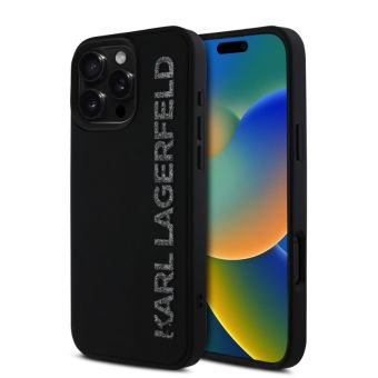 Obal Karl Lagerfeld 3D Rubber Glitter Logo Apple iPhone 16 Pro Max KLHCP16XRBKGVCK Black