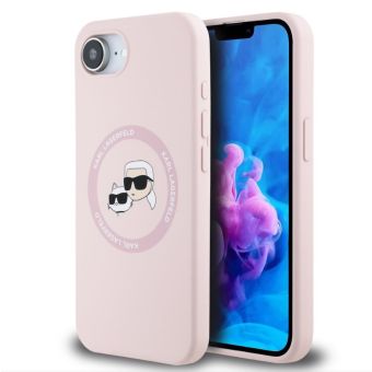 Obal Karl Lagerfeld Liquid Silicone K&CH Heads MagSafe Apple iPhone 16e KLHMPSE4SKCHTCP Pink