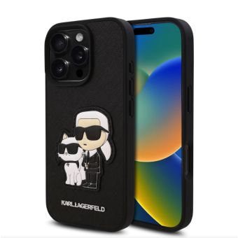 Obal Karl Lagerfeld PU Saffiano Karl and Choupette Apple iPhone 16 Pro Max KLHCP16XSANKCPK čierny