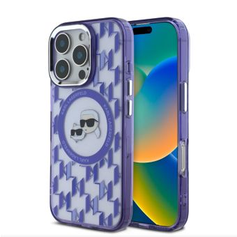 Obal Karl Lagerfeld IML Monogram K&CH Heads MagSafe Apple iPhone 16 Pro Max KLHMP16XHMCKMHU fialový