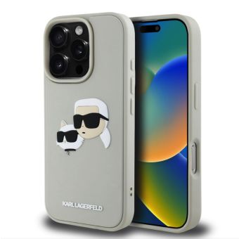 Obal Karl Lagerfeld 3D Rubber Double Heads Apple iPhone 16 Pro KLHCP16LRBCKCHLE béžový