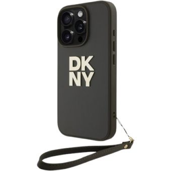 Obal DKNY PU Leather Stack Logo Wrist Strap Apple iPhone 16 Pro DKHCP16LPBSWSA hnedý