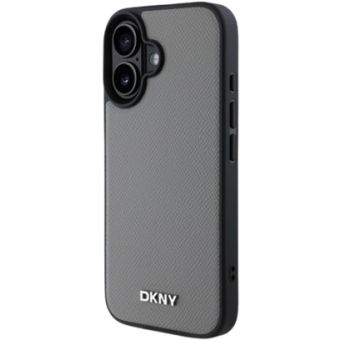 Obal DKNY PU Leather Silver Metal Logo Magsafe Apple iPhone 16 DKHMP16SPGHLMS sivý
