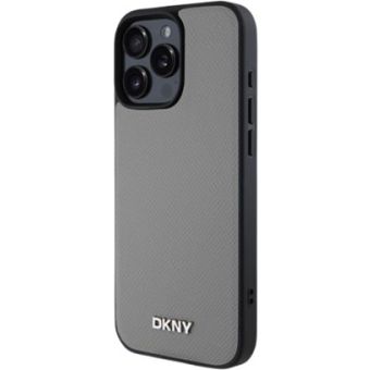 Obal DKNY PU Leather Silver Metal Logo Magsafe Apple iPhone 16 Pro Max DKHMP16XPGHLMS sivý