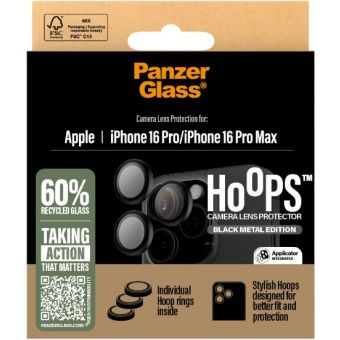 PanzerGlass - Ochranný kryt objektívu Hoops pre Apple iPhone 16 Pro/16 Pro Max, čierna