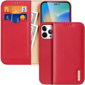Obal Dux Ducis Hivo Book Apple iPhone 15 Pro červený (ochrana proti čítaniu RFID čipov)