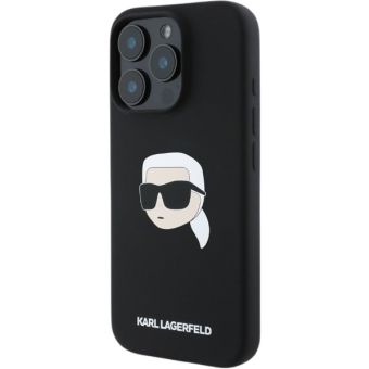 Obal Karl Lagerfeld Liquid Silicone Karl Head MagSafe Apple iPhone 16 Pro KLHMP16LSKHPPLK čierny