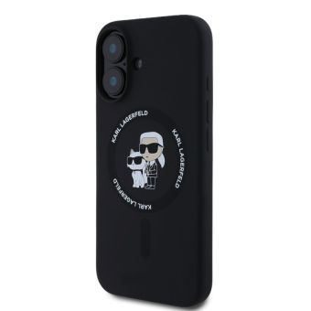 Obal Karl Lagerfeld Liquid Silicone Karl and Choupette MagSafe Apple iPhone 16 KLHMP16SSCMKCRHK čierny