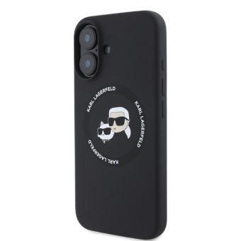 Obal Karl Lagerfeld Liquid Silicone K&CH Heads MagSafe Apple iPhone 16 KLHMP16SSKCHTCK čierny