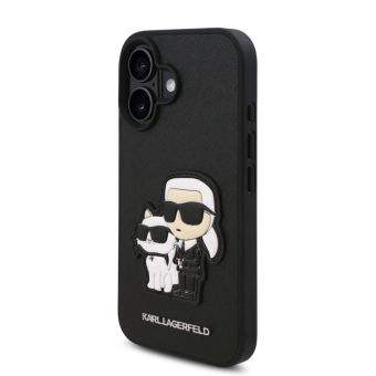 Obal Karl Lagerfeld PU Saffiano Karl and Choupette Apple iPhone 16 KLHCP16SSANKCPK čierny