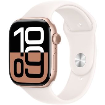 Apple Watch Series 10 GPS 46mm Rose Gold Aluminium Case with Light Blush Sport Band - M/L