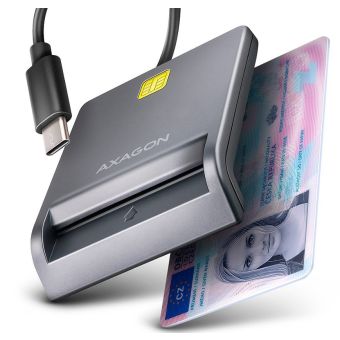 AXAGON CRE-SM3TC, USB-C FlatReader čítačka kontaktných kariet Smart card (eObčianka), kábel 1.2m