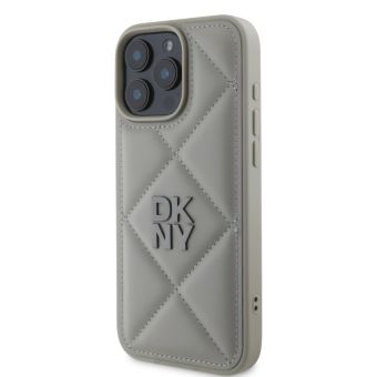 Obal DKNY PU Leather Quilted Stack Logo Apple iPhone 16 Pro DKHCP16LPQDSLG sivý