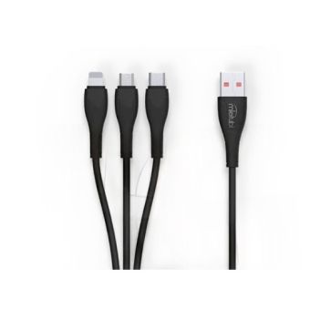 Mietubl MTB-DC0DT03, nabíjací a dátový kábel, 3in1 3A Micro/Type -C/ Lightning - čierny