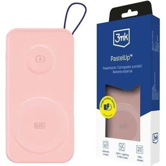 3MK PastelUp Powerbanka, 10000mAh 22.5W (USB-A, USB-C,2xMagSafe) ružová