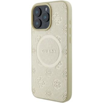 Obal Guess Saffiano Peony Stamp MagSafe Apple iPhone 16 Pro Max GUHMP16XPSAPSMED Gold