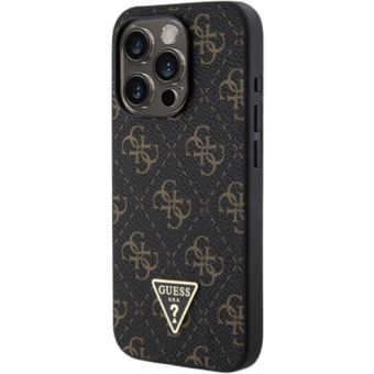 Obal Guess PU Leather 4G Triangle Metal Logo Apple iPhone 16 Pro Max GUHCP16XPG4GPK Black