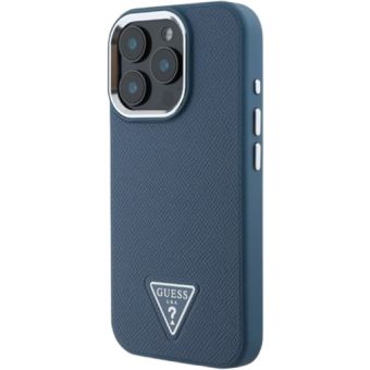 Obal Guess PU Grained Triangle Logo Apple iPhone 16 Pro Max GUHMP16XPGTSPSB Blue