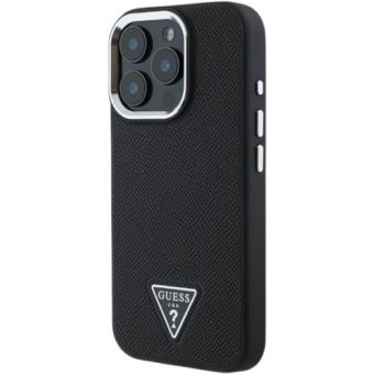 Obal Guess PU Grained Triangle Logo Apple iPhone 16 Pro Max GUHMP16XPGTSPSK Black