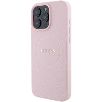 Obal Guess PU Grained Classic Logo MagSafe Apple iPhone 16 Pro GUHMP16LPGHSMMP Pink